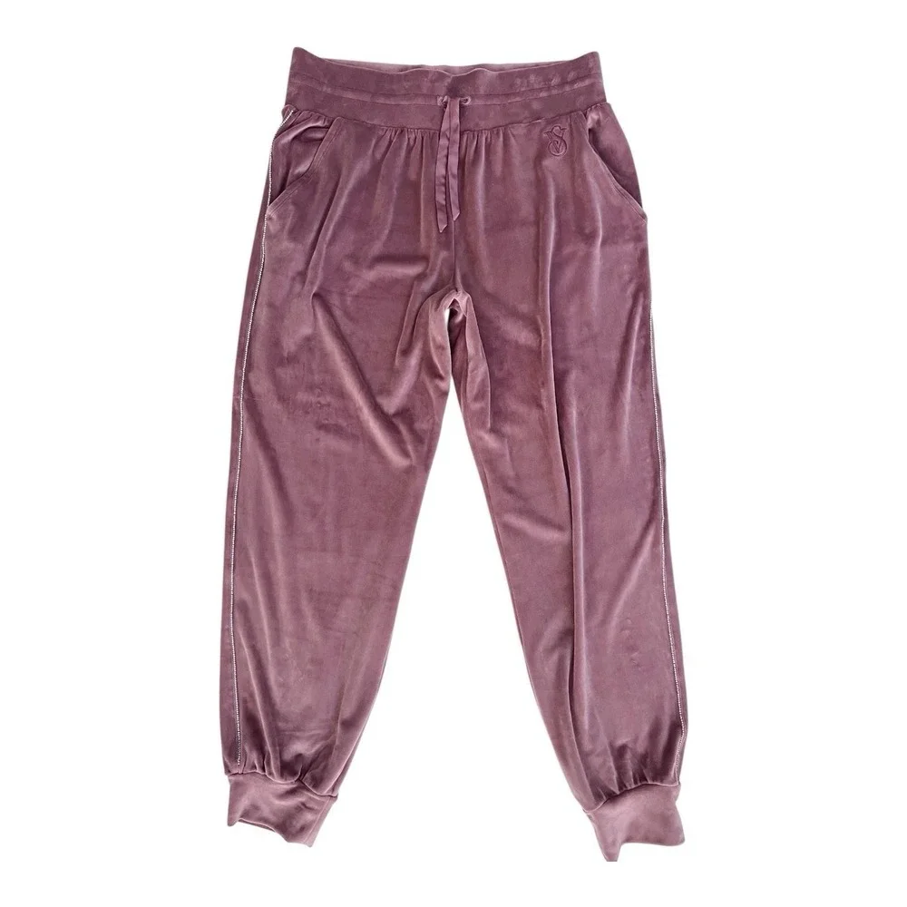 VICTORIA'S SECRET Track Suit Pink Velour Rhinestone Hoodie‎ Joggers Athleisure
